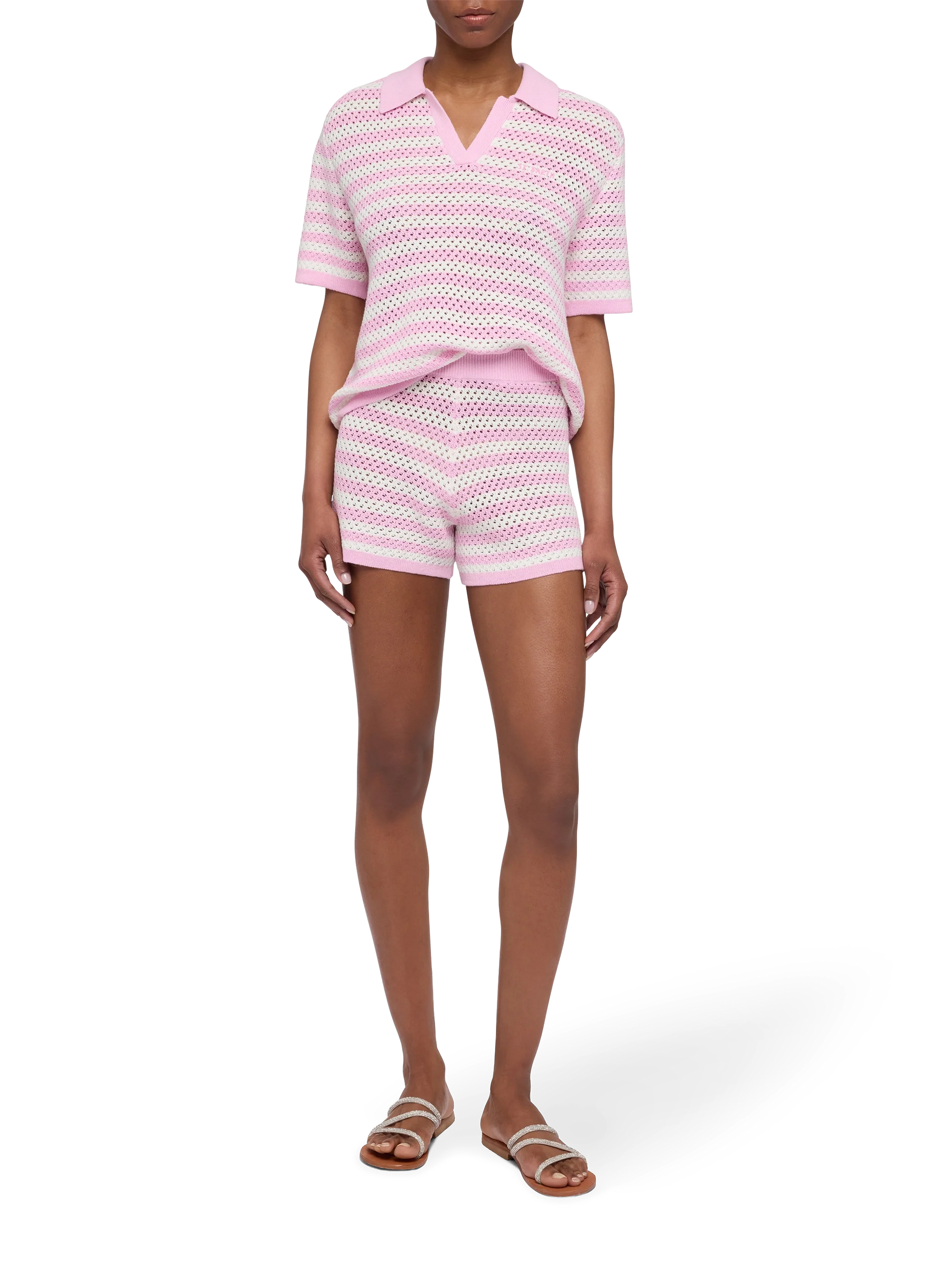Yvette pink striped knit polo - MC2 Saint Barth