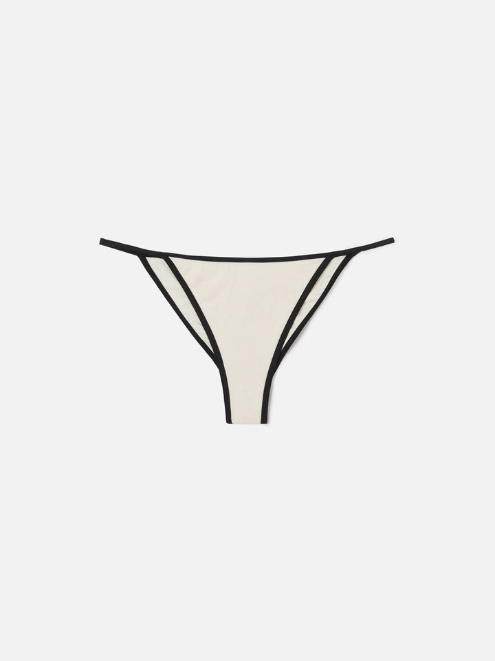 Slip mare Zephire String modello brasiliana panna con profilo a contrasto