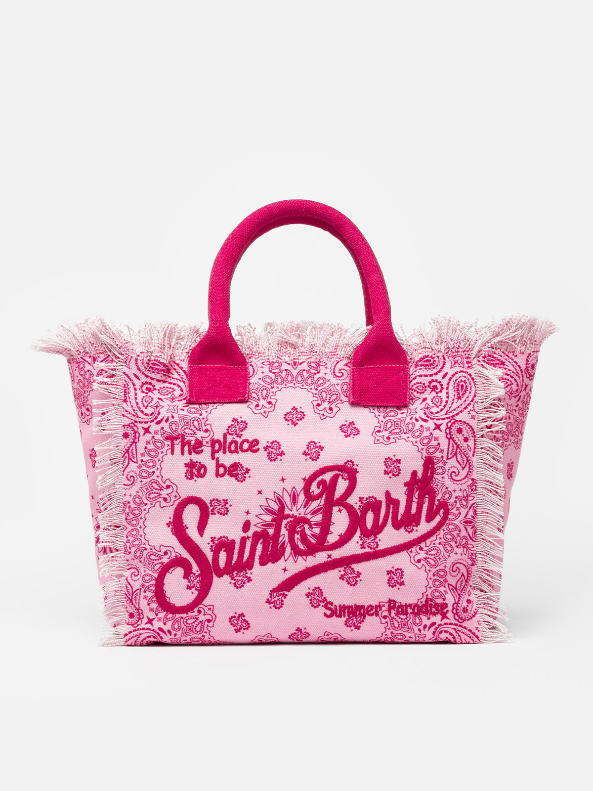 Pink cotton canvas Vanity tote bag with badanna print - MC2 Saint Barth