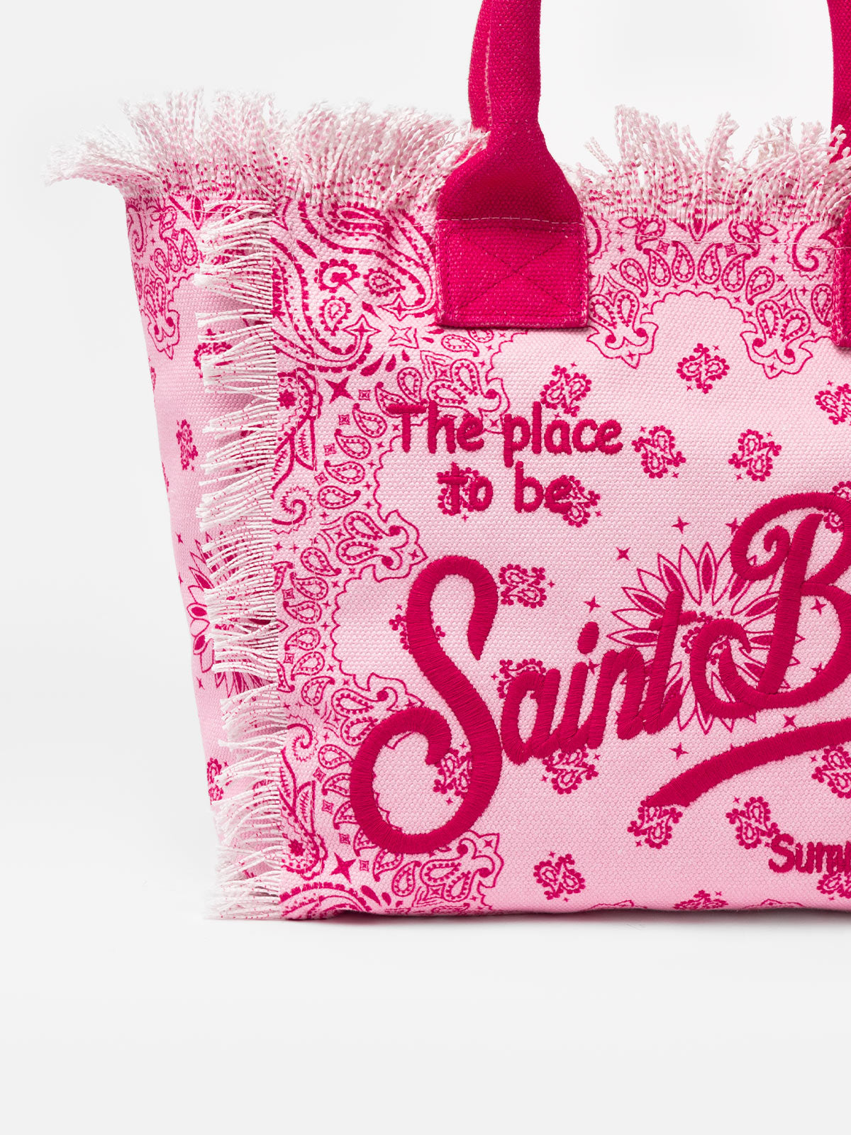Pink cotton canvas Vanity tote bag with badanna print - MC2 Saint Barth
