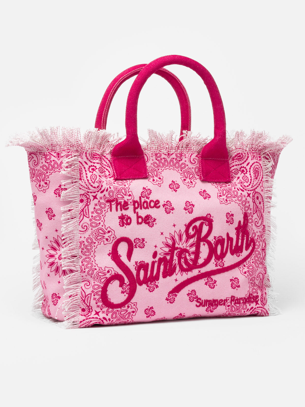 Pink cotton canvas Vanity tote bag with badanna print - MC2 Saint Barth