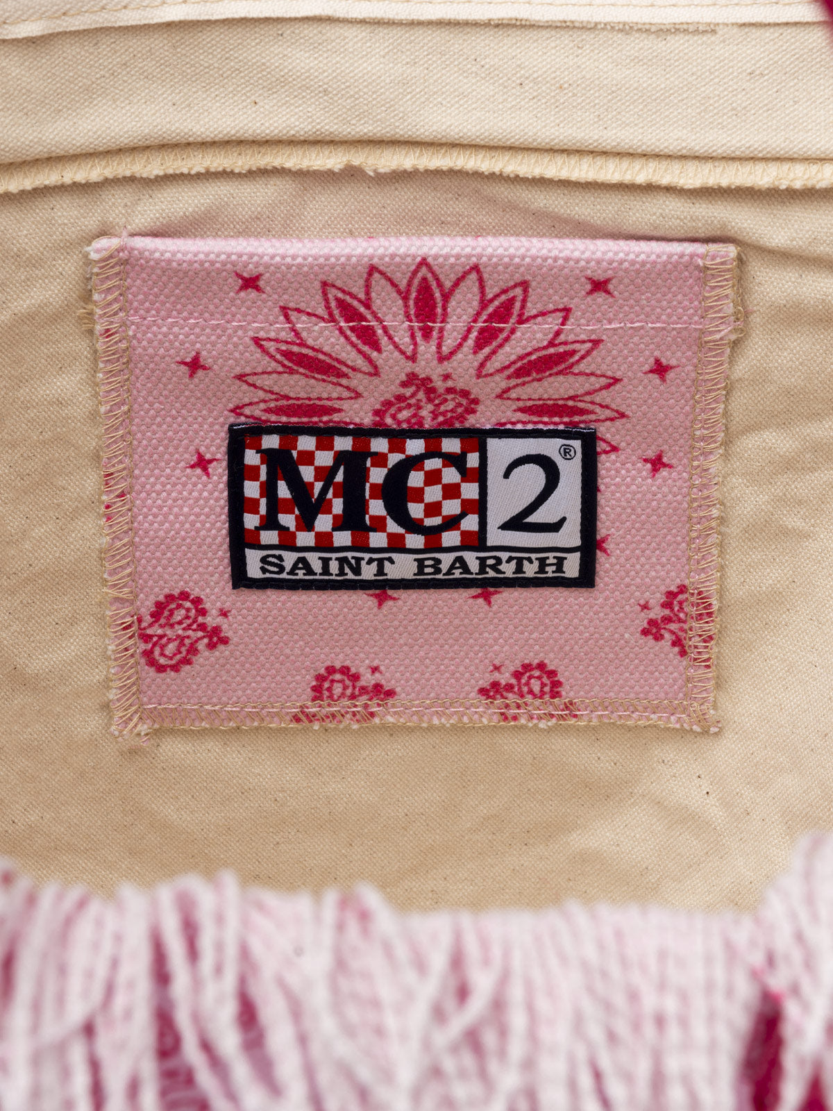 Pink cotton canvas Vanity tote bag with badanna print - MC2 Saint Barth