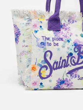 Water color flower cotton canvas Vanity tote bag