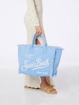 Light blue terry embossed Vanity Sponge tote bag