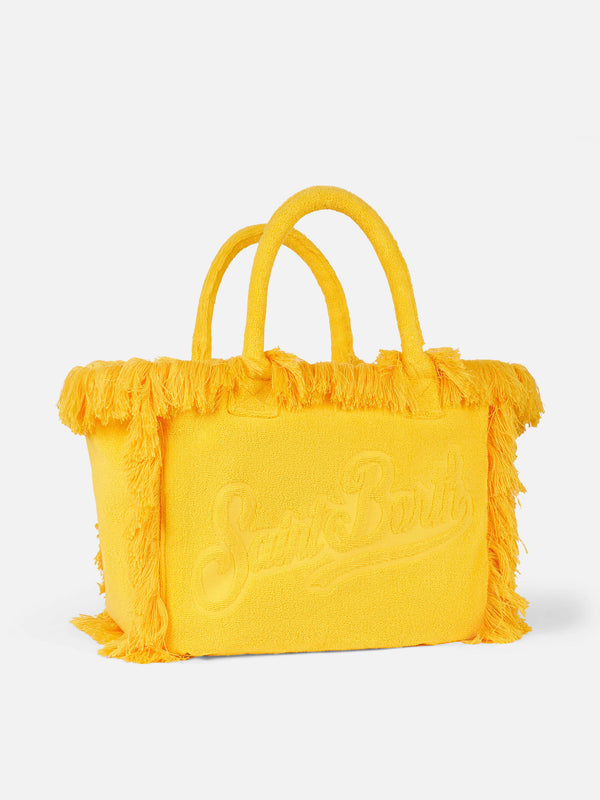 Vanity yellow terry shoulder bag with embossed logo