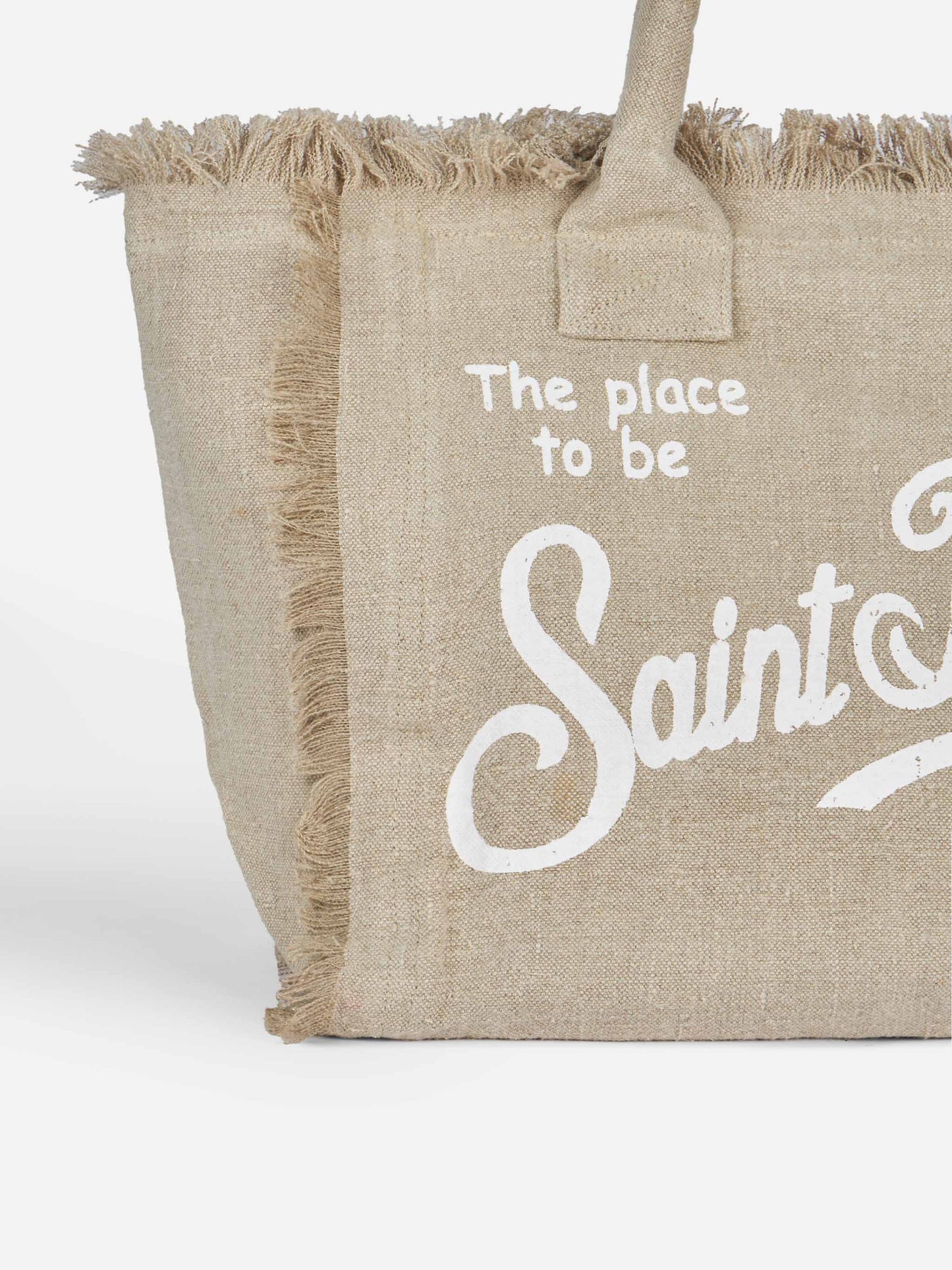 Borsa a spalla Vanity in lino beige