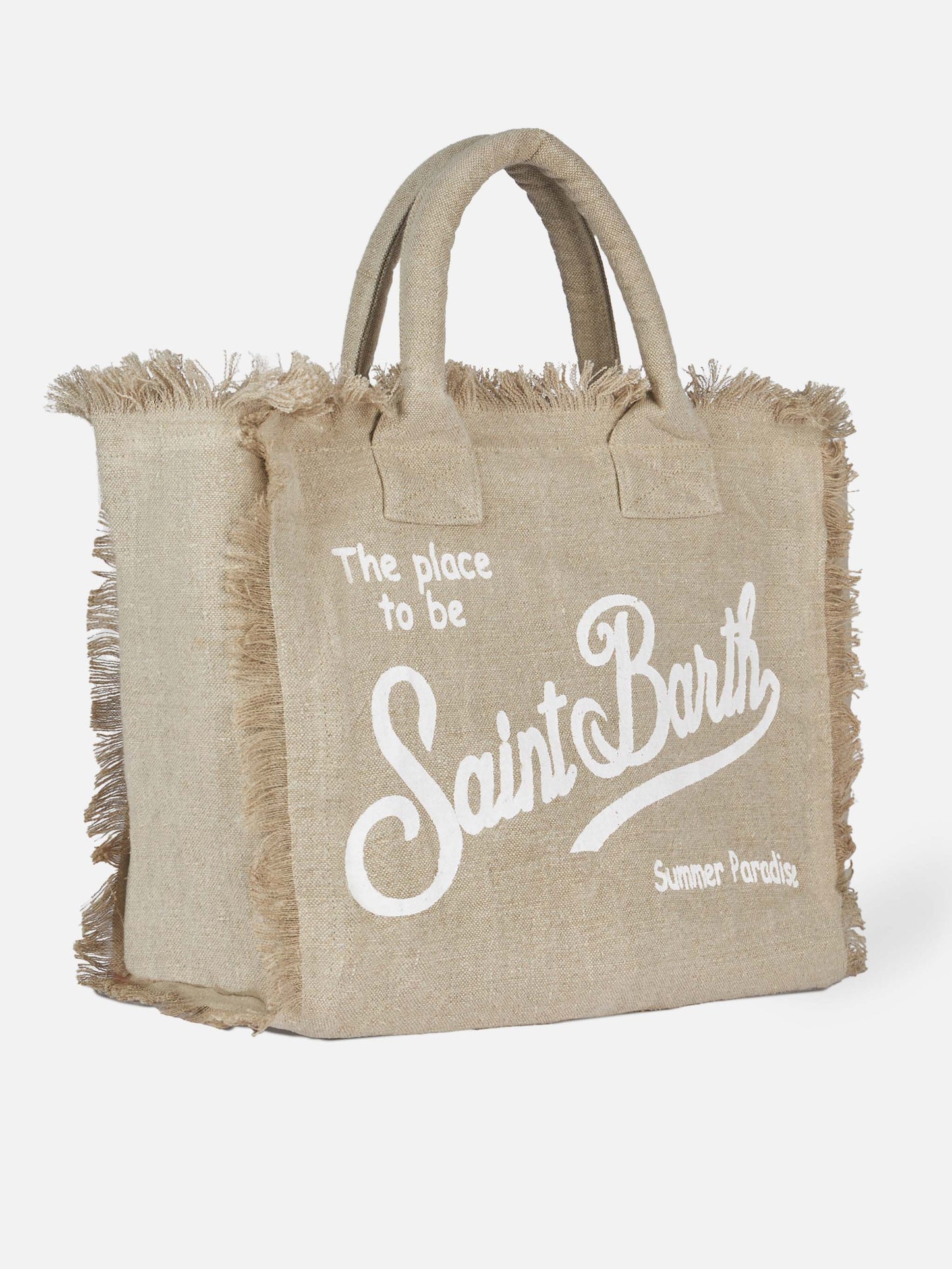Borsa a spalla Vanity in lino beige