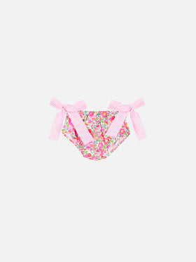 Slip da bagno da bambina con stampa fiori