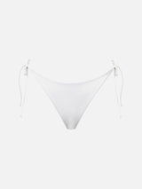 Woman white swim briefs with side laces