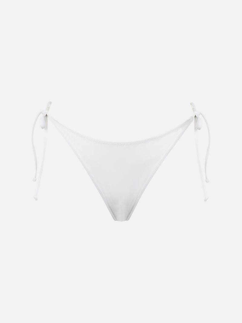 Woman white swim briefs with side laces