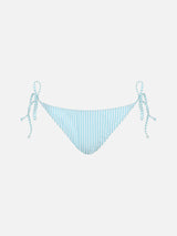 Woman seersucker striped classic swim briefs Virgo