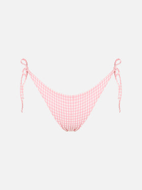 Pink gingham print swim briefs
