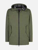 Parka da uomo Voyager verde militare con cappuccio