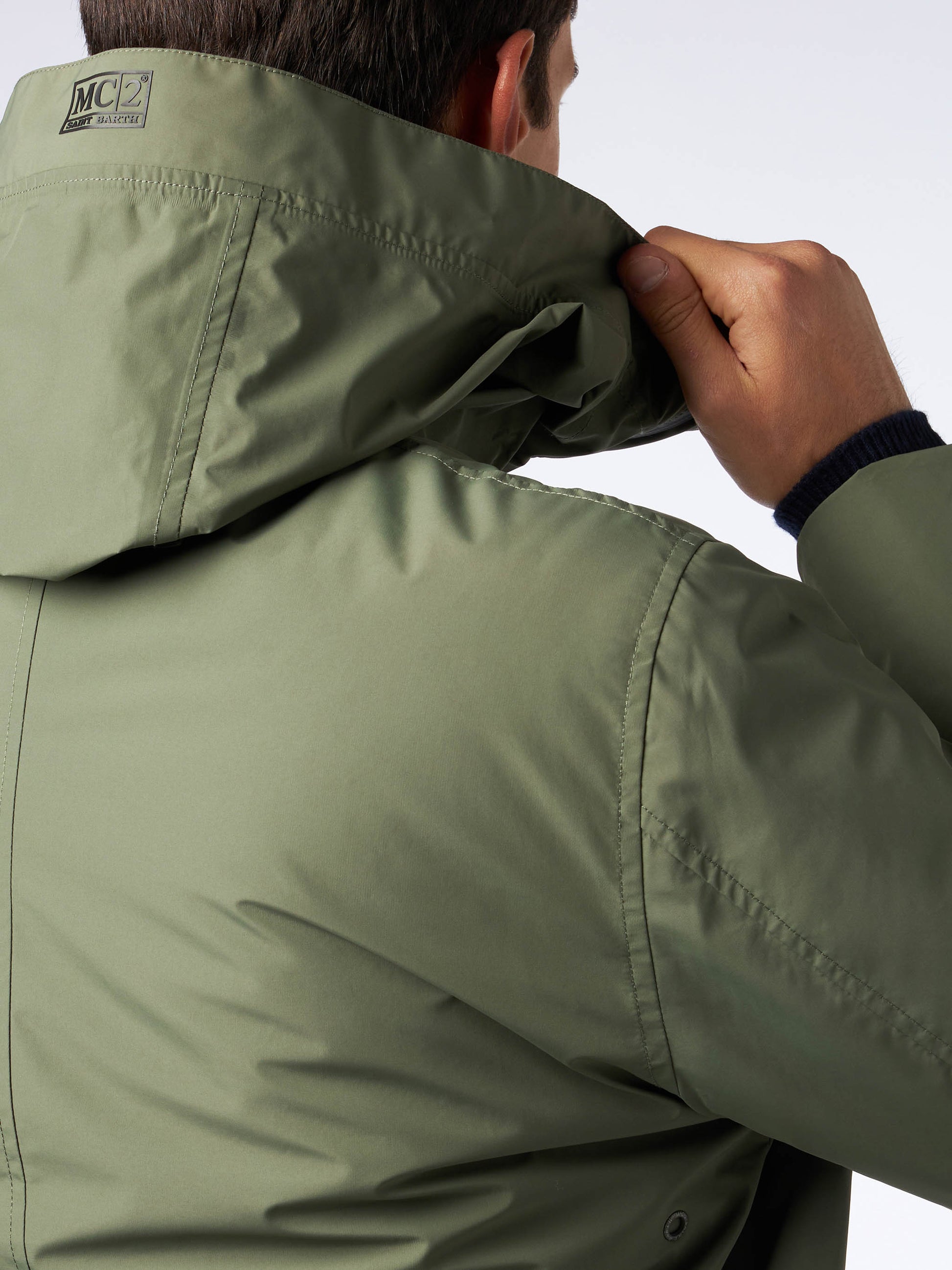 Man hooded military green Voyager parka jacket - MC2 Saint Barth