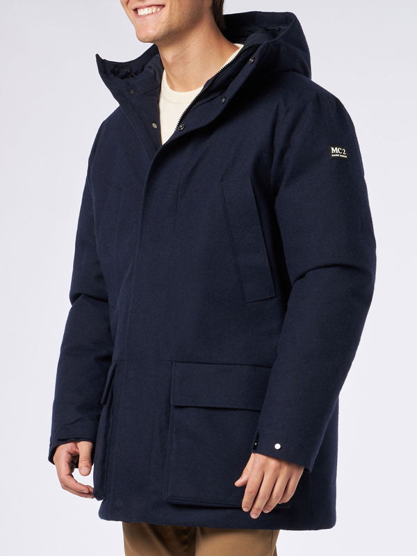 Herren-Parka mit Kapuze in Blau