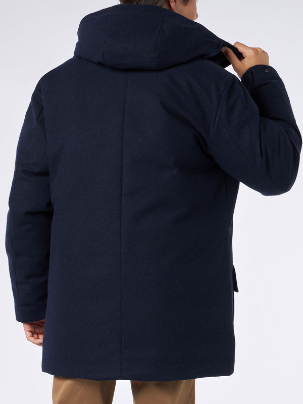 Man navy blue hooded parka jacket Voyager