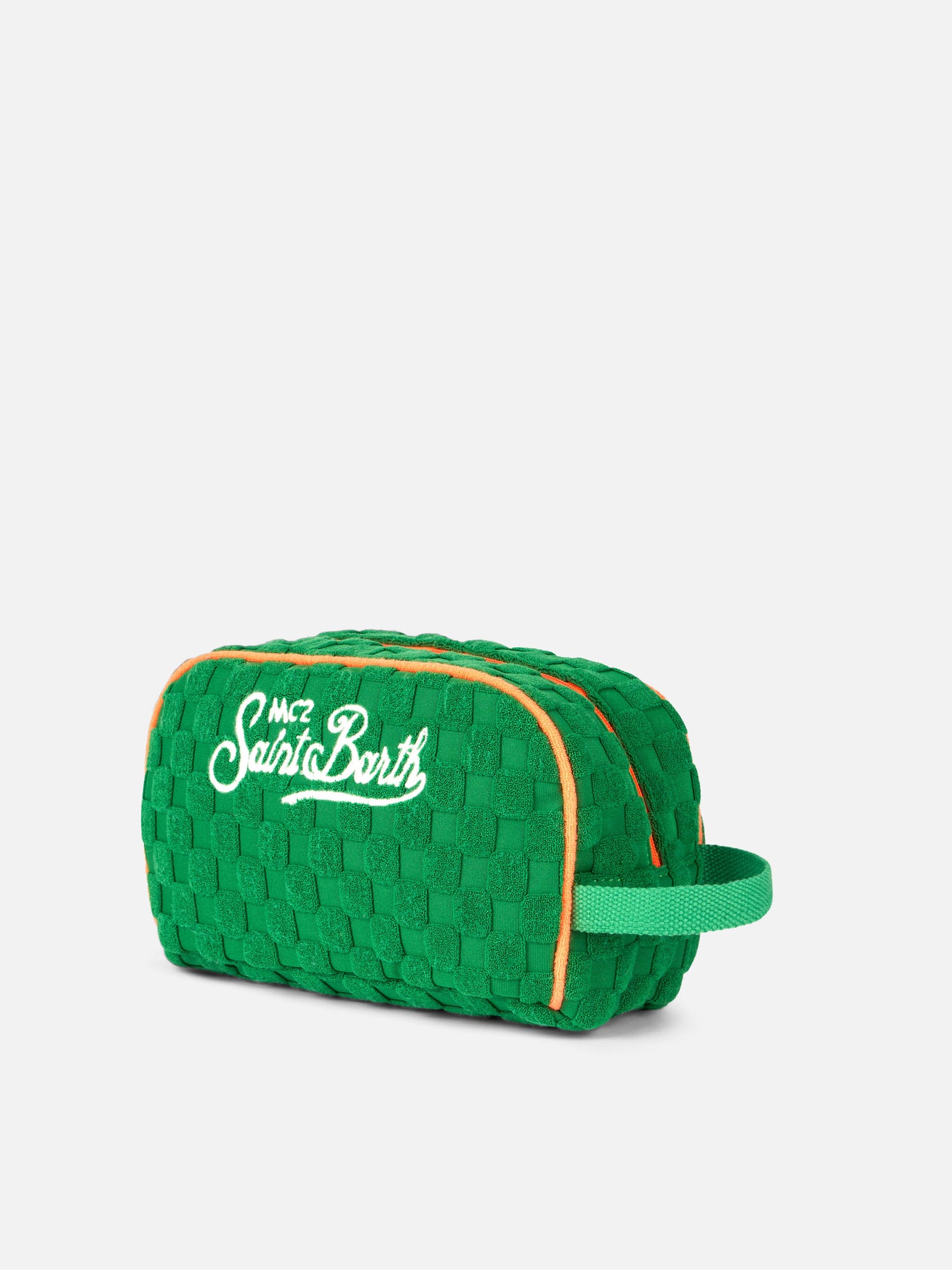 Beauty case in spugna verde goffrata