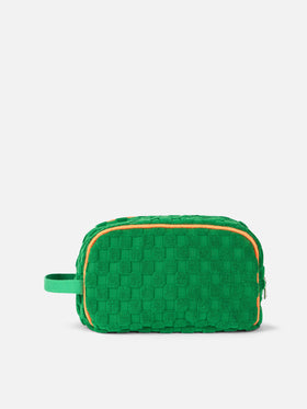 Beauty case in spugna verde goffrata
