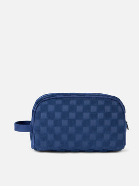 Beauty case in spugna blu goffrata