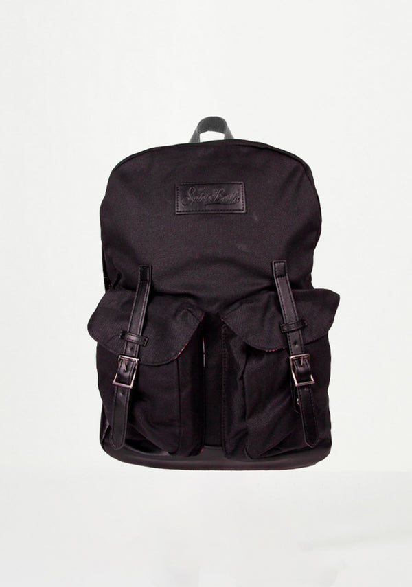 Black canvas backpack