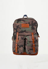 Military green camouflage canvas backpack