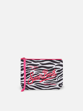 Aline scuba pochette with zebra print