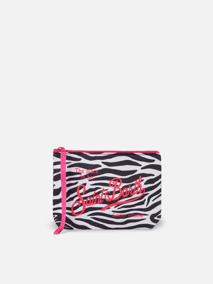 Aline scuba pochette with zebra print