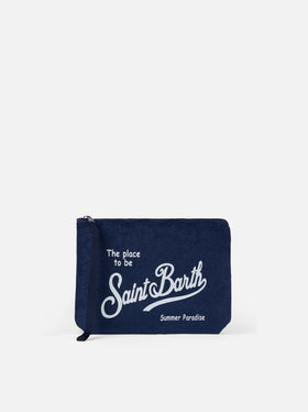 Aline navy blue terry pochette