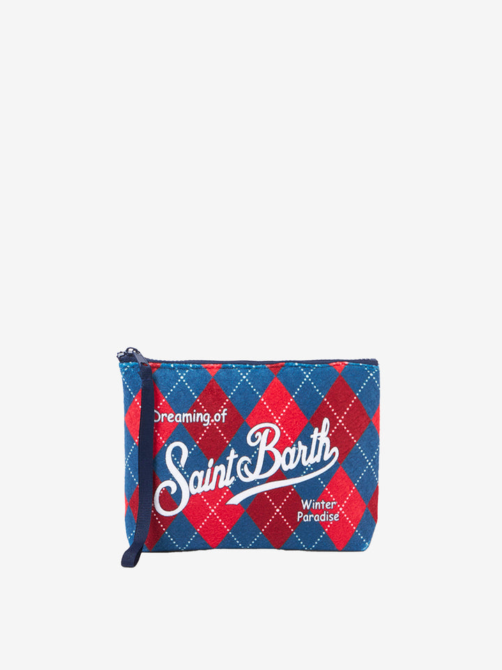 Aline wooly pochette with argyle print
