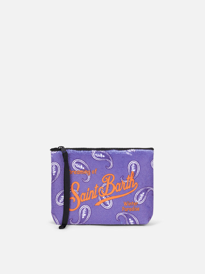 Aline-Pochette mit lila Paisley-Print