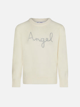 Girl sweater angel wings embroidery