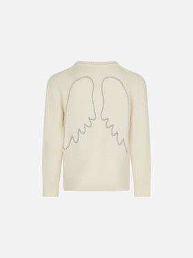 Girl sweater angel wings embroidery