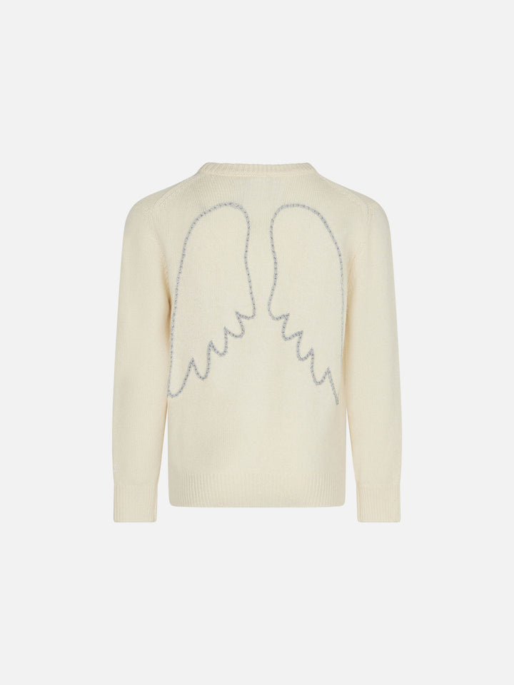 Girl sweater angel wings embroidery