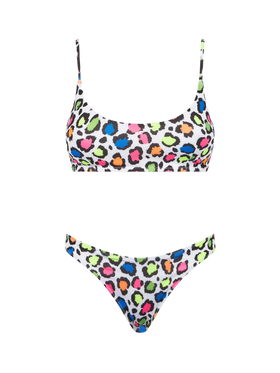 Damen-Bralette-Bikini mit Pop-Animal-Print
