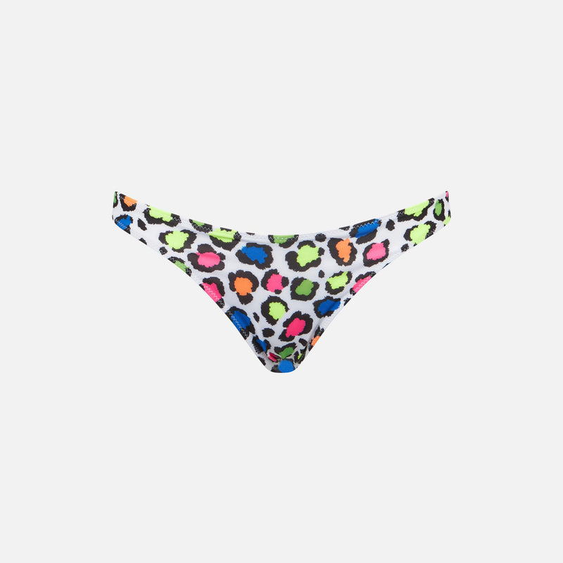 Costume da bagno da donna sgambato con stampa animalier multicolor