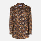 Leopard print cotton shirt with embroidery