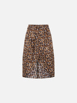 Woman midi skirt Amanda with leopard print