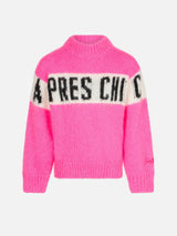 Girl brushed crewneck sweater with Apres chic lettering