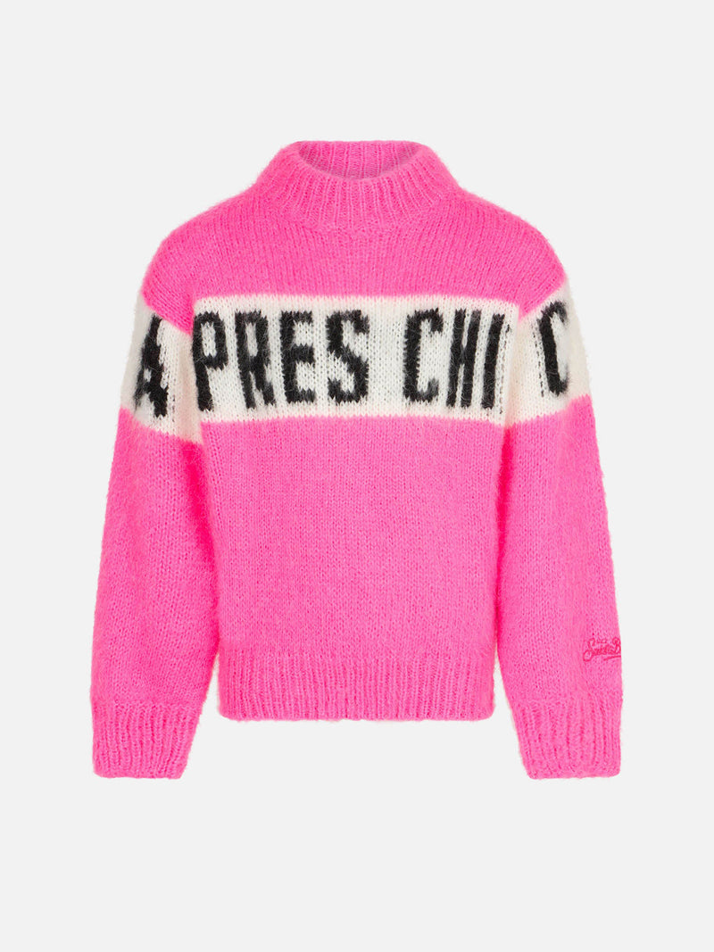 Girl brushed crewneck sweater with Apres chic lettering