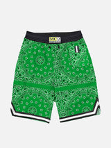 Boy long swim shorts with bandanna print