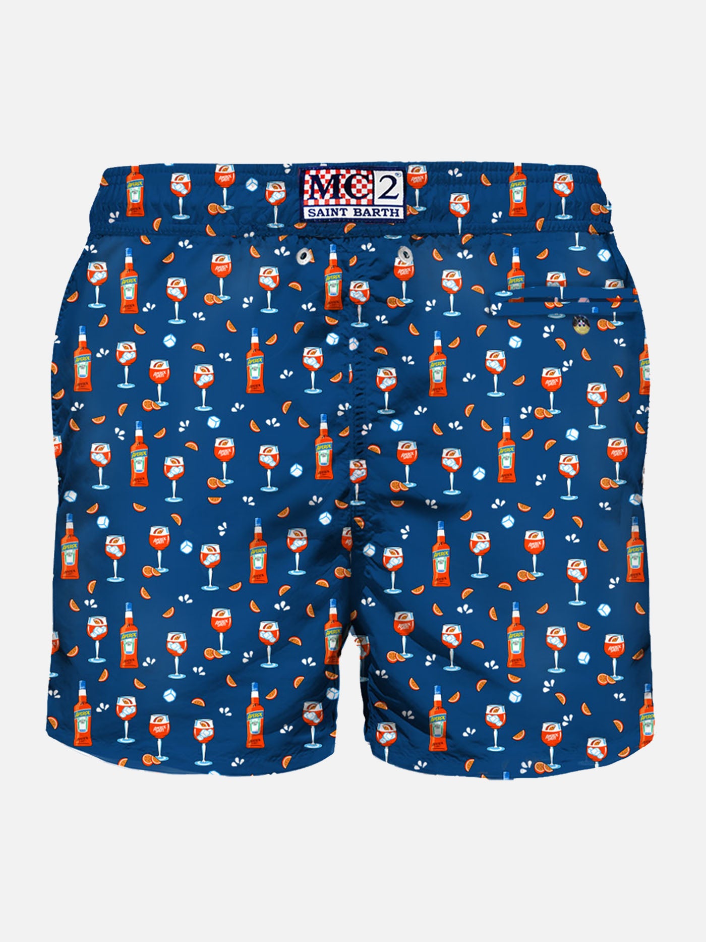 Man light fabric swim shorts with Spritz print | APEROL SPECIAL EDITION