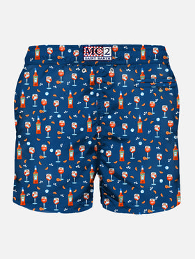 Man light fabric swim shorts with Spritz print | APEROL SPECIAL EDITION