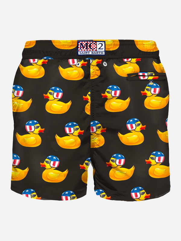 Herren-Badeshorts aus leichtem Stoff, Biker-Design, Ducky