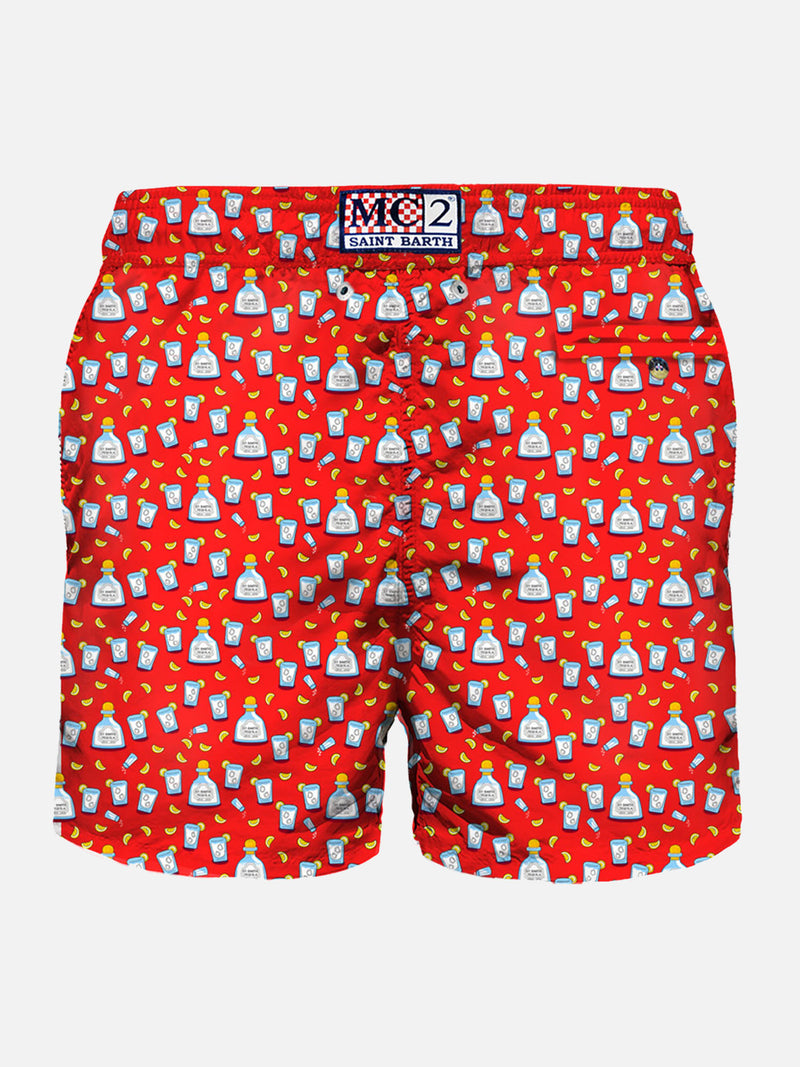 Man light fabric swim shorts with Tequila print