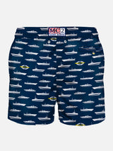 Herren-Badeshorts aus leichtem Stoff mit Yacht-Print