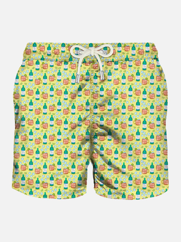 Herren-Badeshorts aus leichtem Stoff mit Cocktail-Print