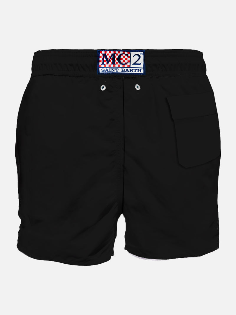 Schwarze Herren-Badeshorts mit Milan-Patch | MAILAND SONDERAUSGABE