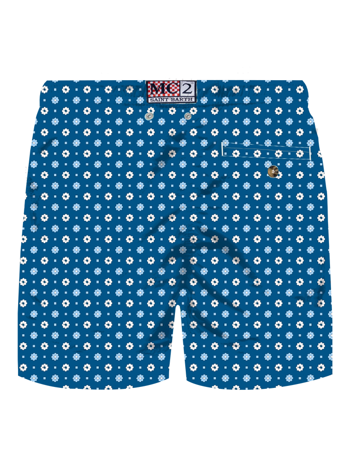 Comfort Light stretch swim shorts with tie print