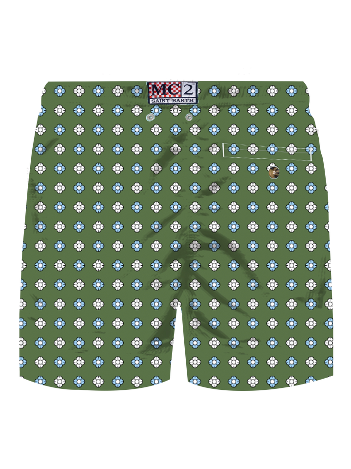 Comfort Light stretch swim shorts with tie print