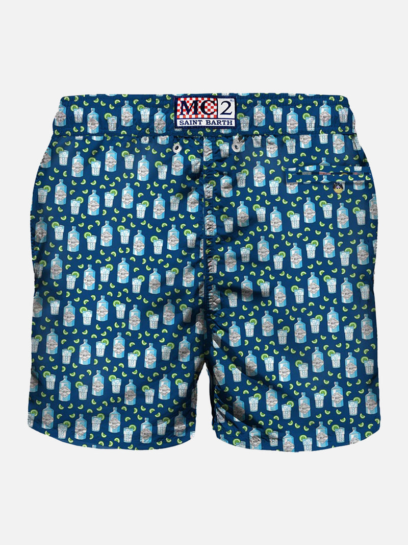 Herren-Badeshorts aus leichtem Stoff mit Gin-Print 